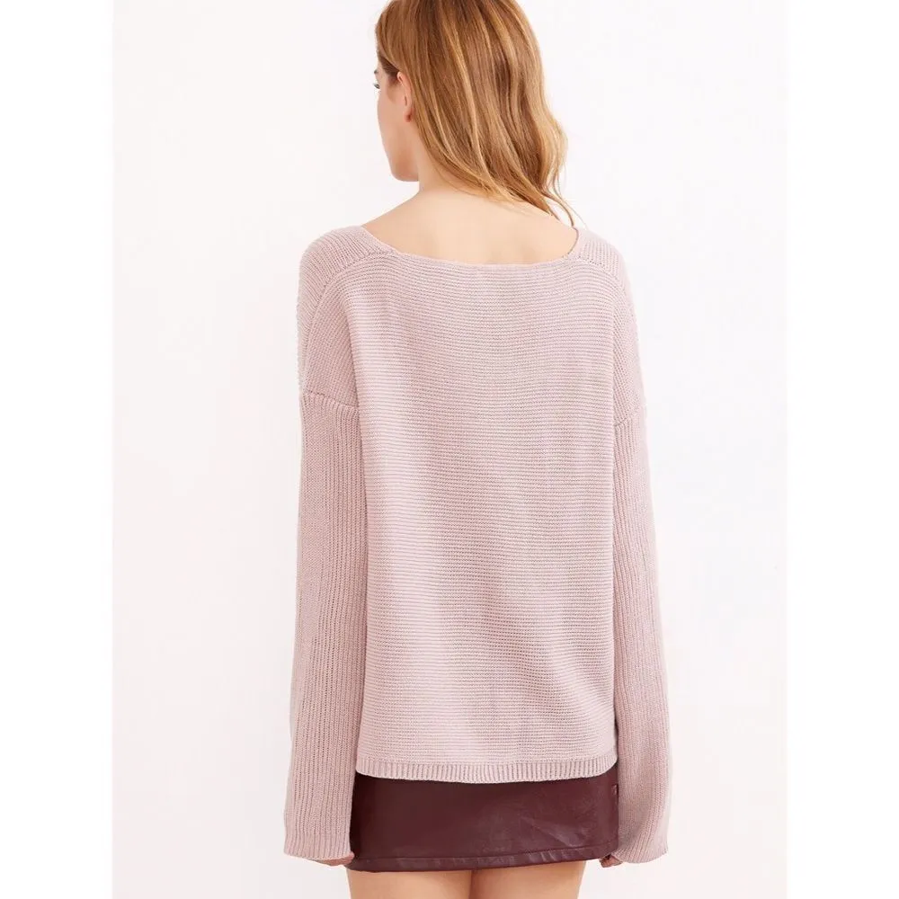 ✨HP✨V Neck Chevron Knit Dolman Sleeve Sweater✨ Pink Size undefined - Image 4