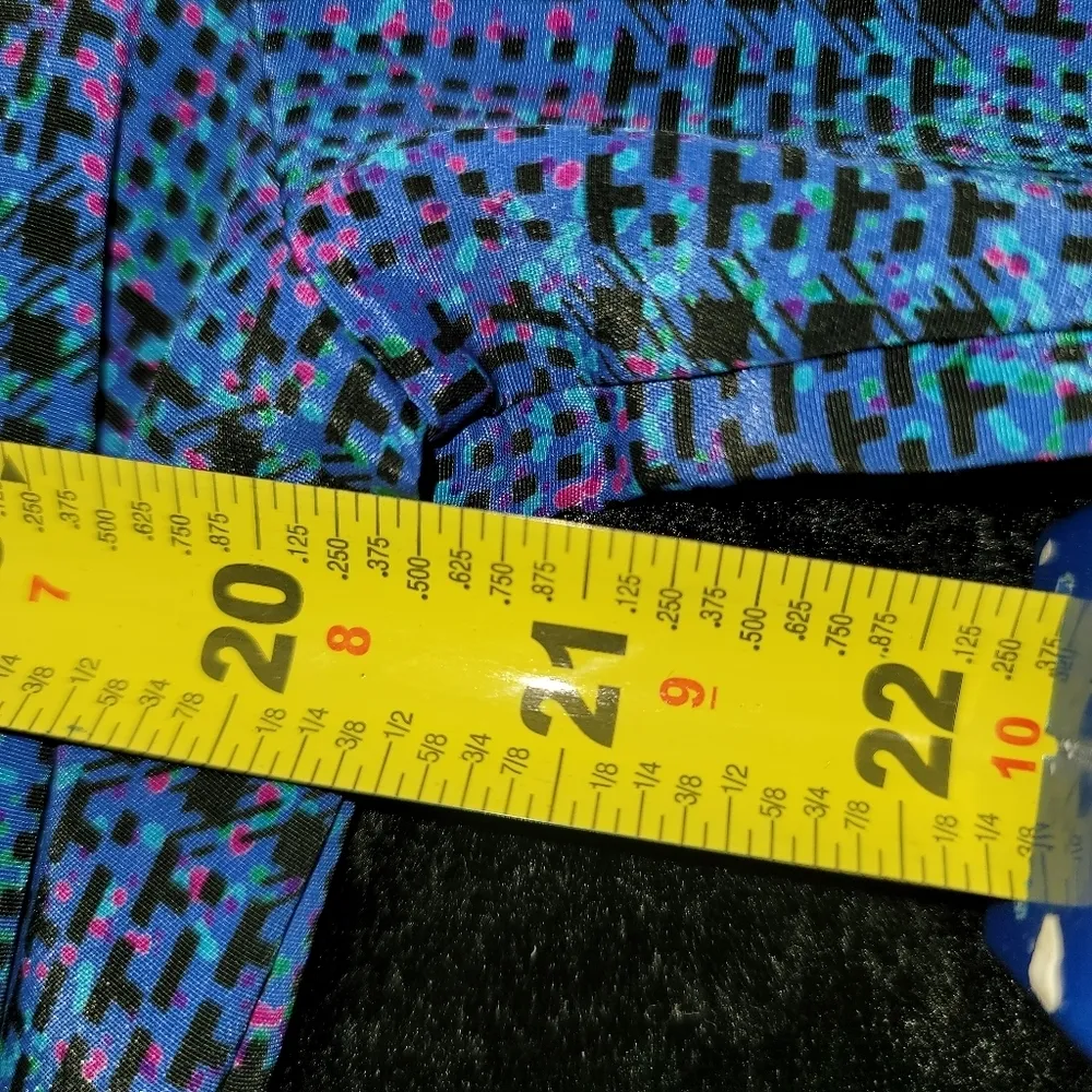 Vintage B.G.B Blue 100%Polyester Buttons Long Sleeve 2 Piece Top & Skirt Dress Size 16 - Image 12