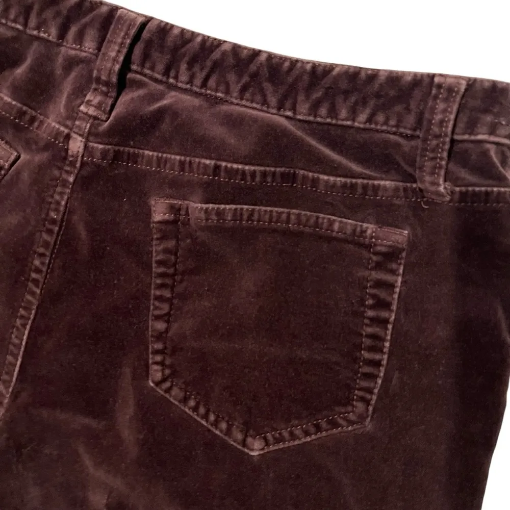 Sundance Burgundy Red Wine Velvet Mid Rise Slim Straight Leg Jeans, Sz 10 - Image 16