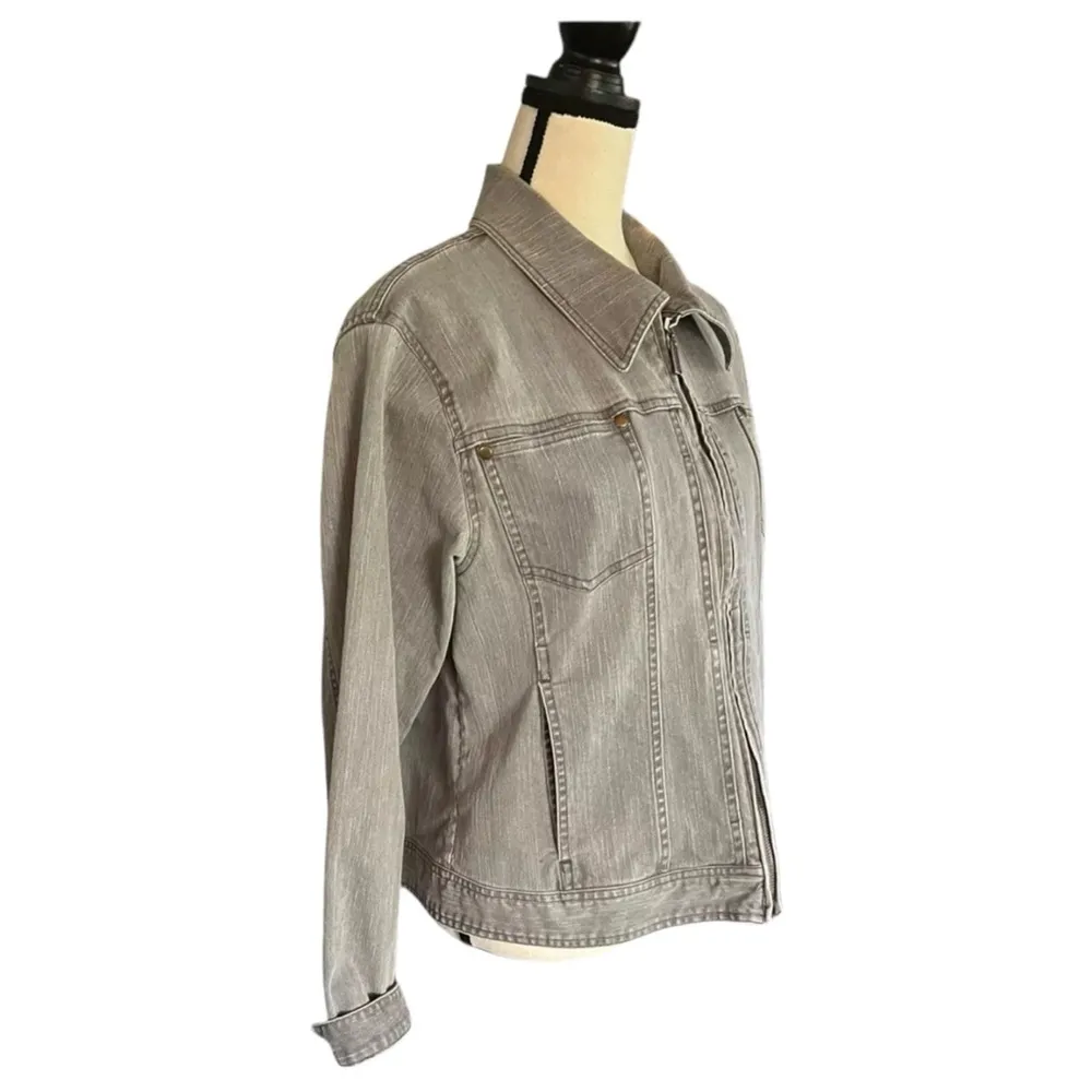 Cabela’s For Women Gray Denim Zipper Front Jacket. Size L Reg Size L - Image 3