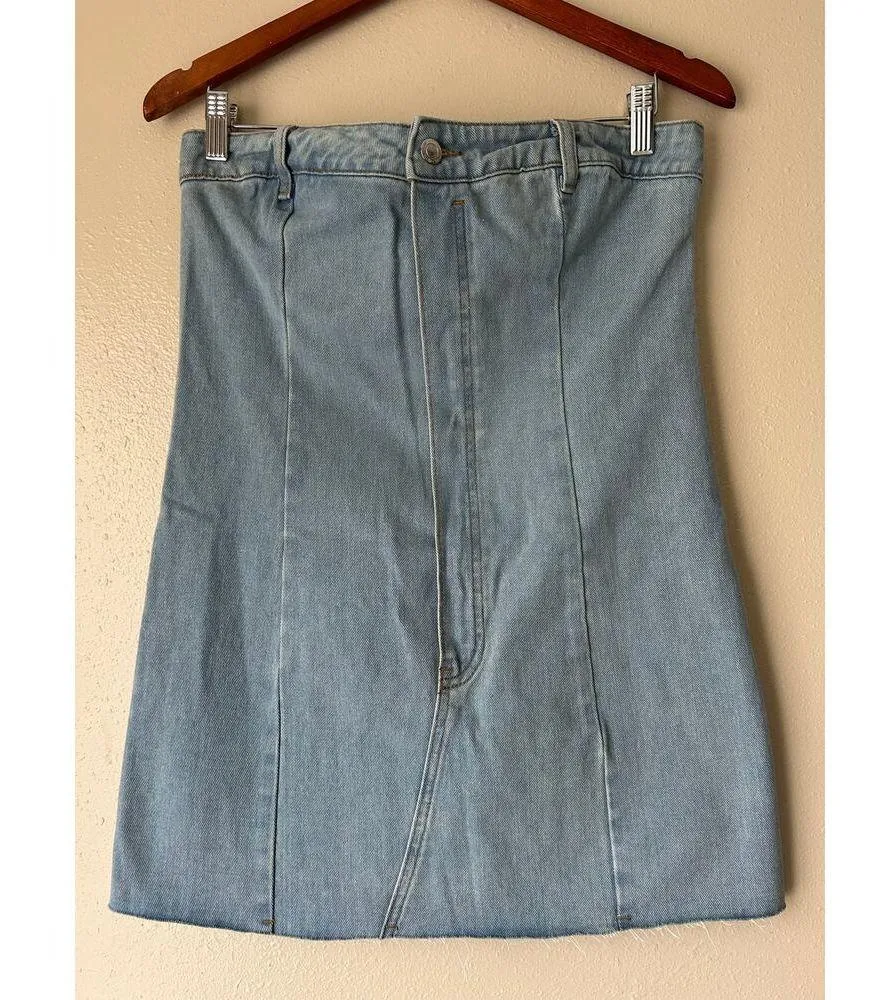 PrettyLittleThing Denim Strapless Mini Dress US Size 8 - Image 7