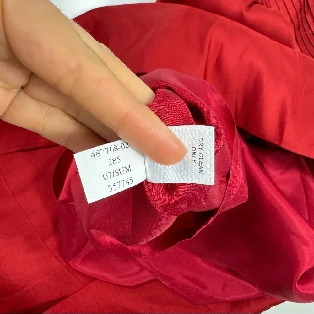 Banana Republic Red Strapless Cocktail Gown |‎ Pleated Top Midi Party Dress 0P - Image 12