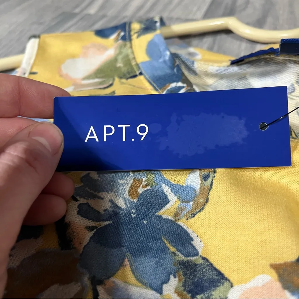 APT 9 Yellow Pastel Blue Floral Tank Top Dress; Medium Women's; NEW - Image 3