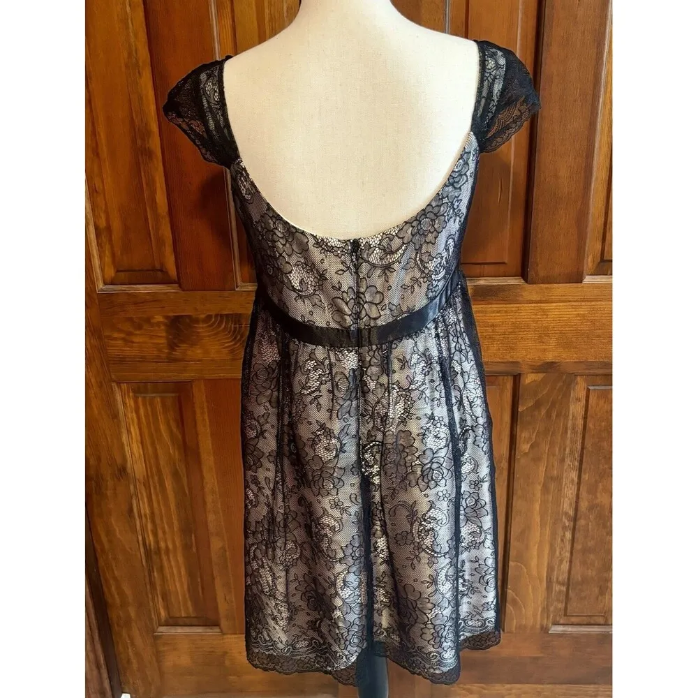 Jessica McClintock Black Lace Satin Dress Women’s Size 10 Vintage Made in USA - Image 5