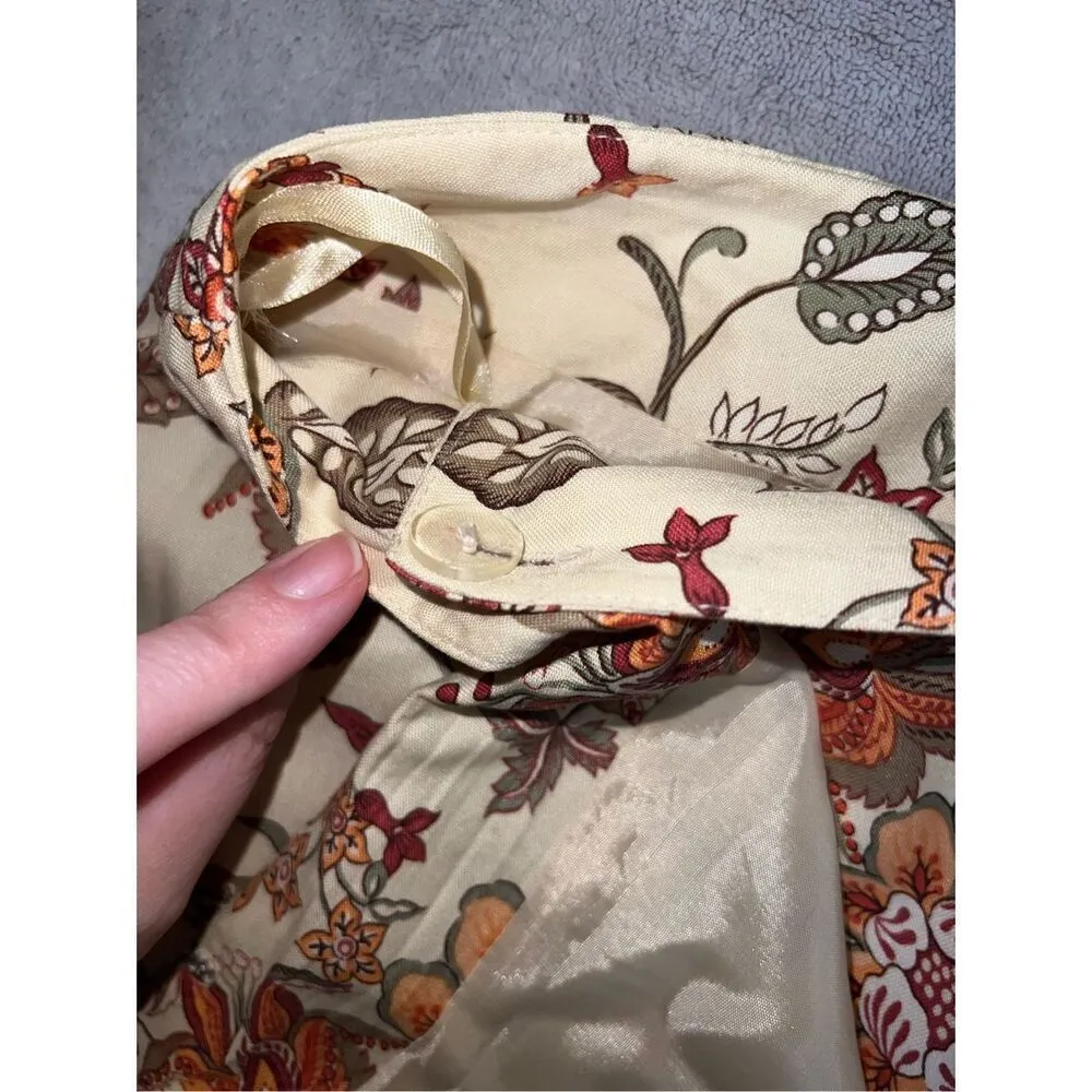 Women’s Silk Floral Earth Tones Cream Maxi 16 - Image 10