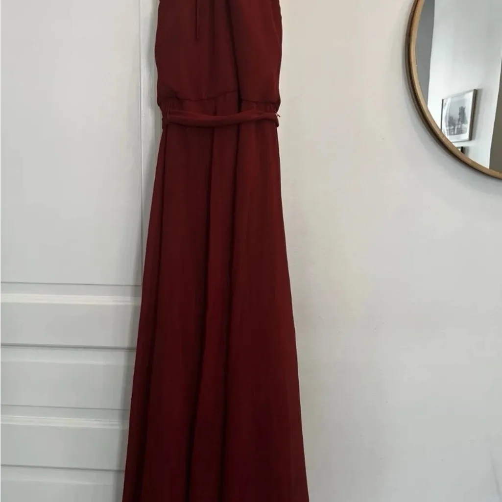 NWT Amsale COLBY GB008F Crimson Formal Gown Sz 10/12 Formal Dress Holiday Party - Image 2