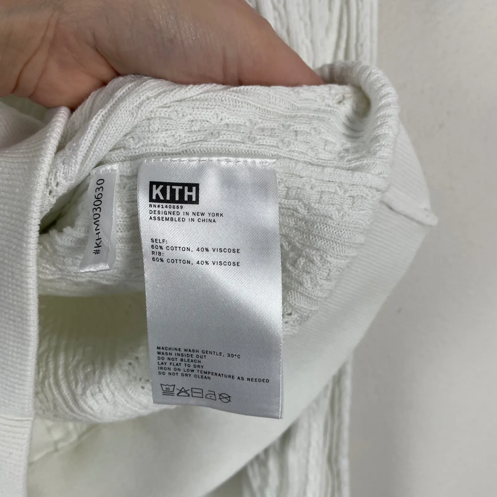 KITH White Cable Knit Turtleneck Sweater Long Sleeve Women's Size S Made in USA - Image 5