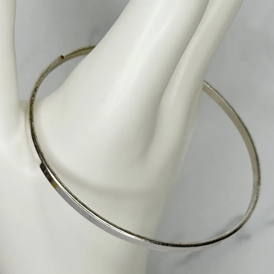Skinny Silver Tone Minimalist Bangle Bracelet Stacking ✨ - Image 2