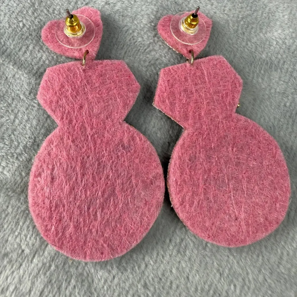 Bridal Party Beaded "Team Bride" Statement Earrings Wedding Pierced Post Pink - Image 8