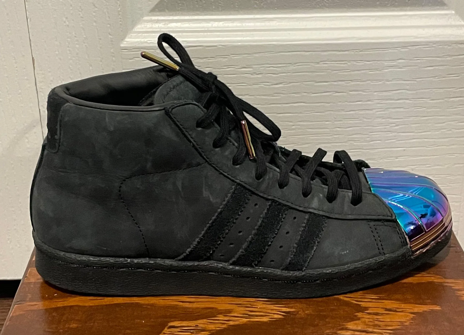 Pro Model Suede Superstar Metal Toe Midtop Sneakers Shoes Black Size 6.5 - Image 6