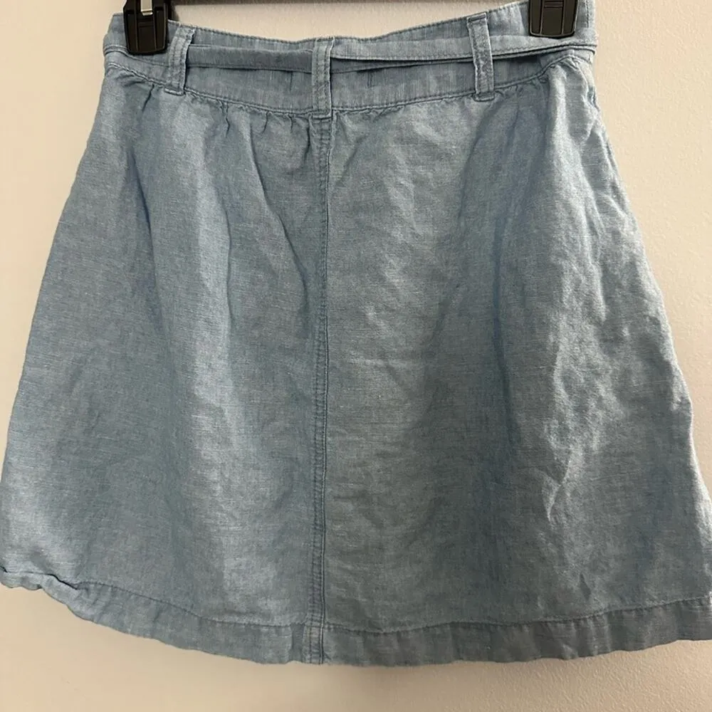 Madewell Skirt Women's 0 Denim Chambray Button Front Linen Mini Lightweight - Image 5