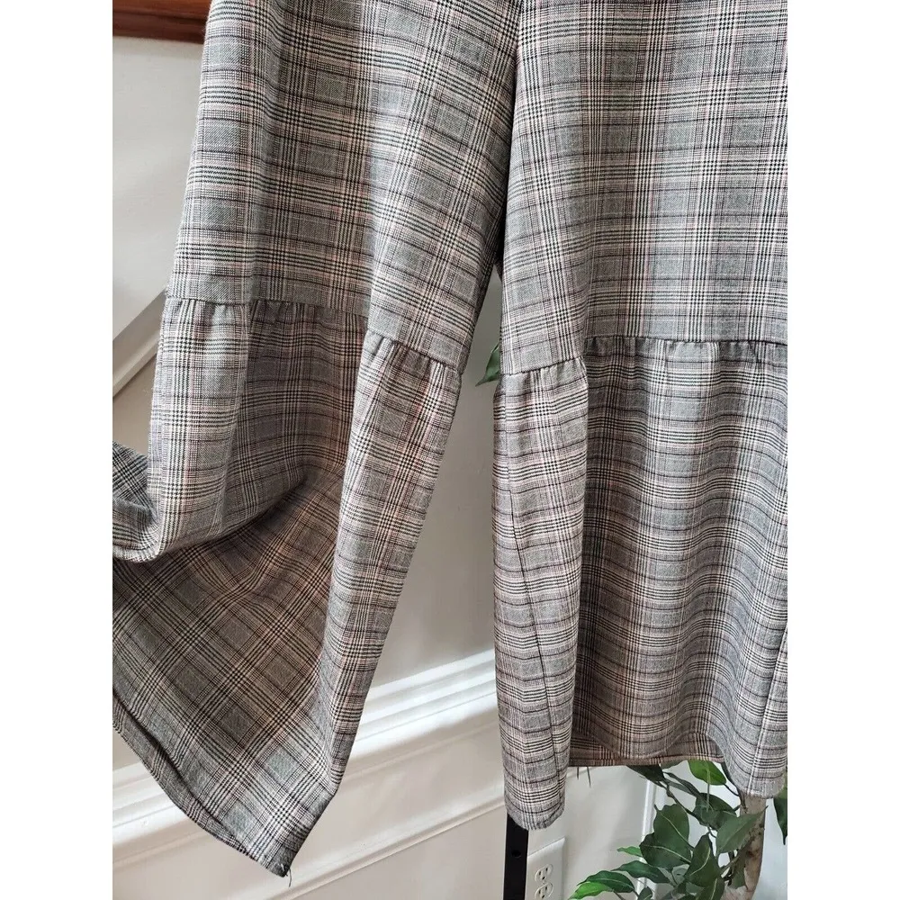 BCBG Generation Gray Plaid Polyester Elastic Waist Wide Leg Culotte Pant XS - Image 5