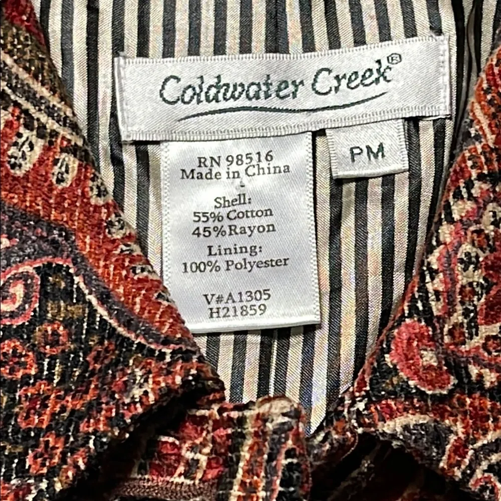Coldwater Creek Paisley Patterned Women's Shirt/Jacket/Shacket Size PM - Image 6