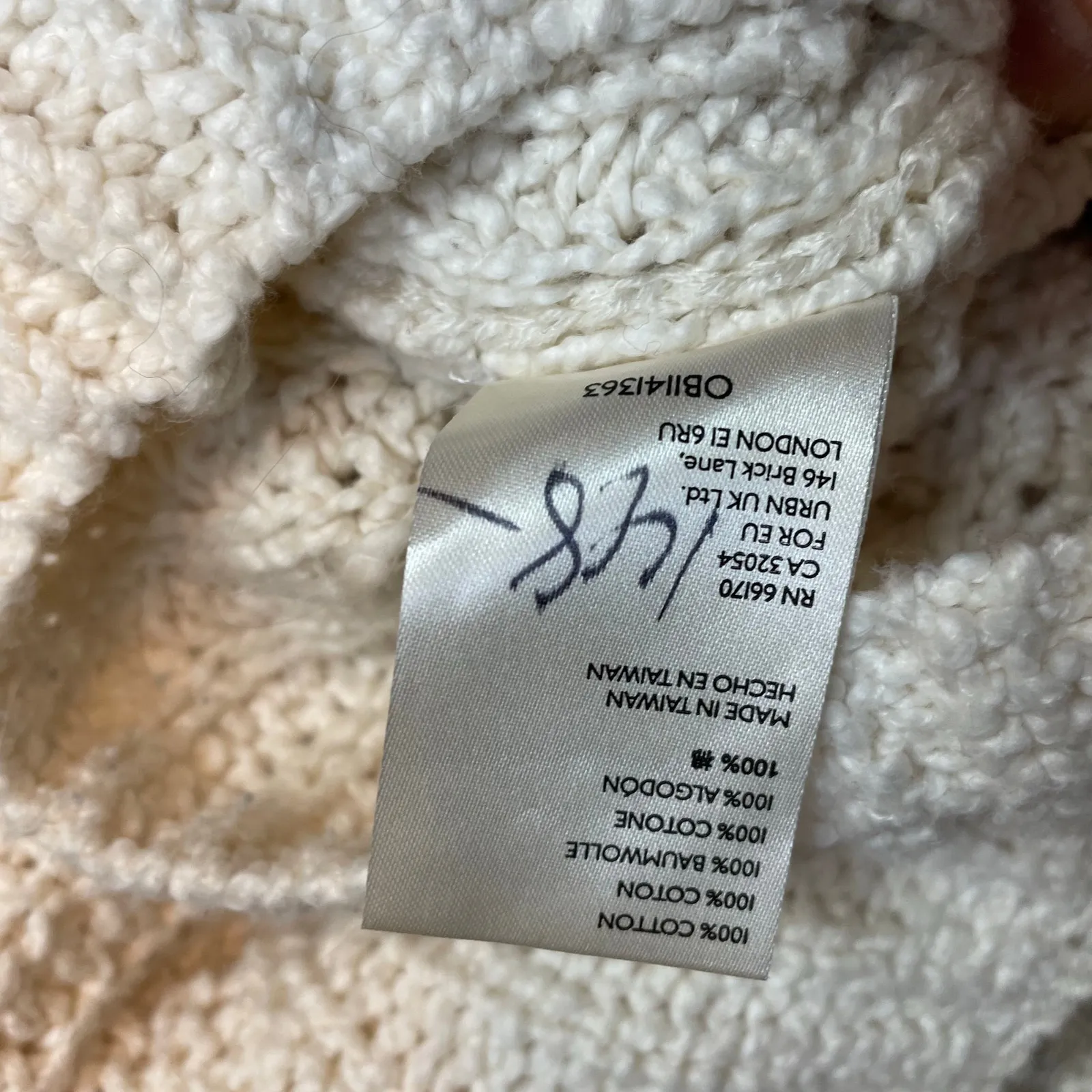 Free People Seasons Change Cotton Chunky Cable Knit Mock Neck Sweater Cream L - Image 11