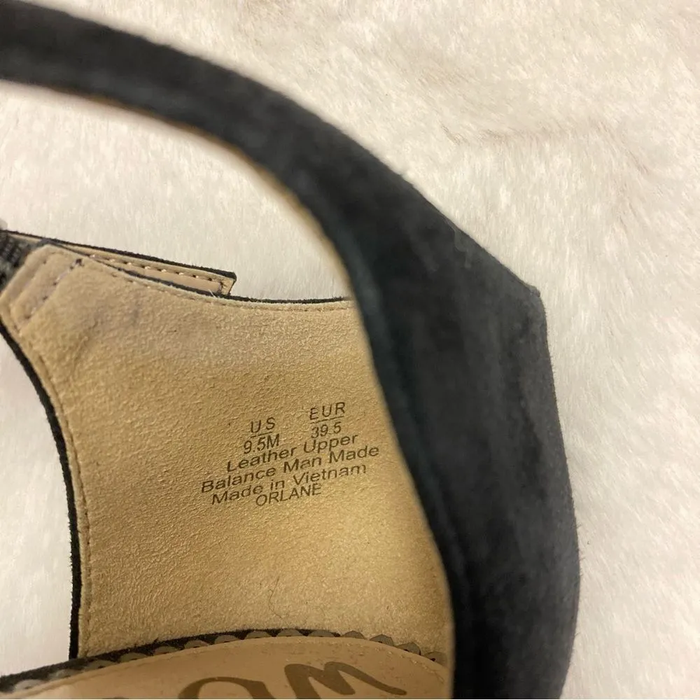 Sam Edelman Orlane Black Block Sandal Heels Suede Leather Size 9.5 - Image 14