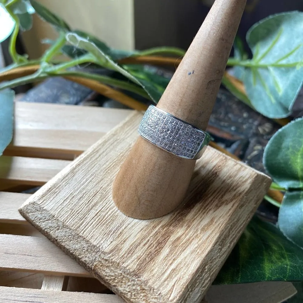 Sterling Silver Elegant Wavy Pave Set Diamond CZ Ring Size 8 Silver - Image 4