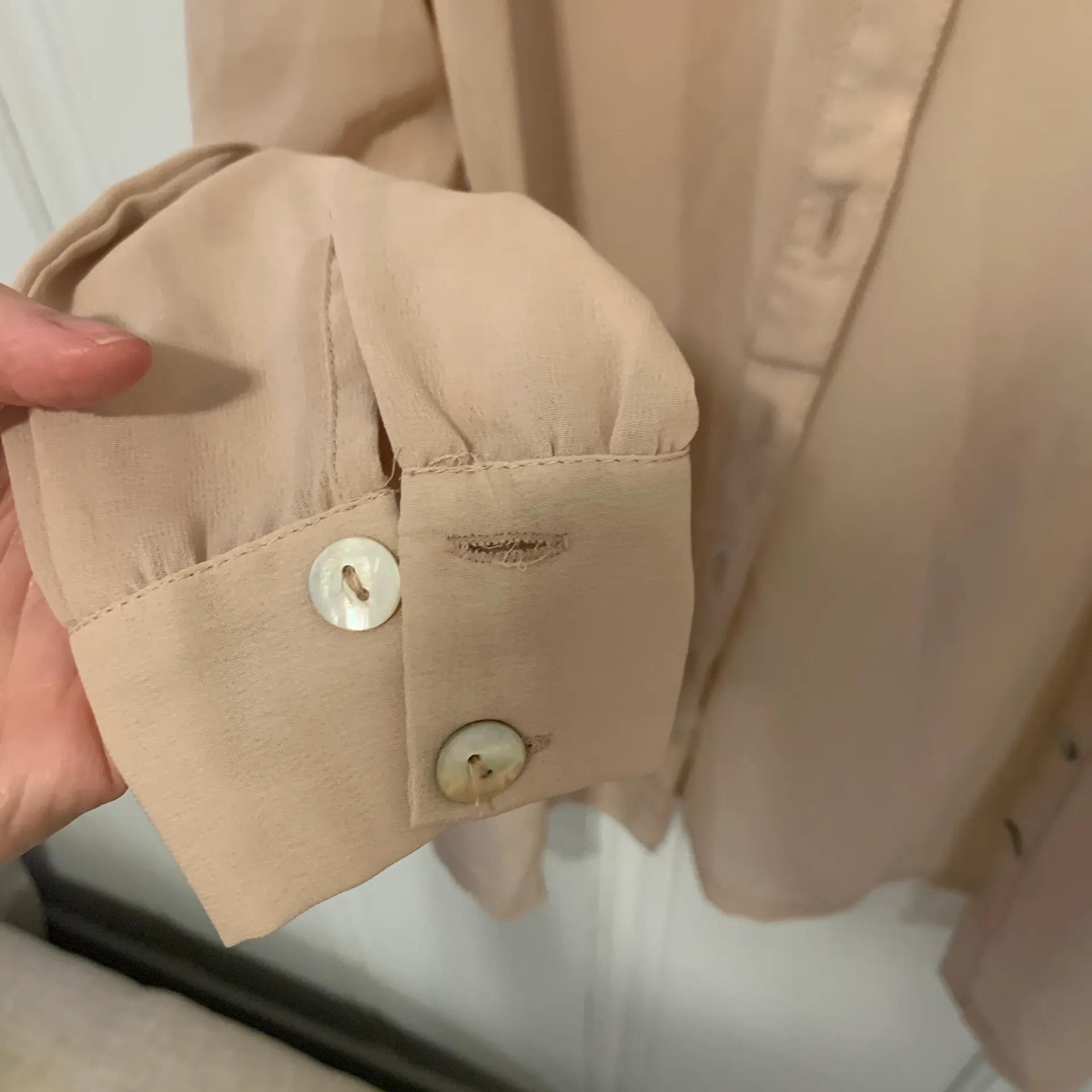 Bar III Tan Studded Long Sleeve Button Down Blouse - Image 5