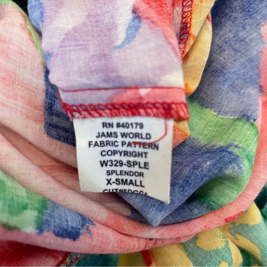 Jams World Rose Fusion Hattie Dress Hawaiian Floral Tiered Summer Vacation XS - Image 7