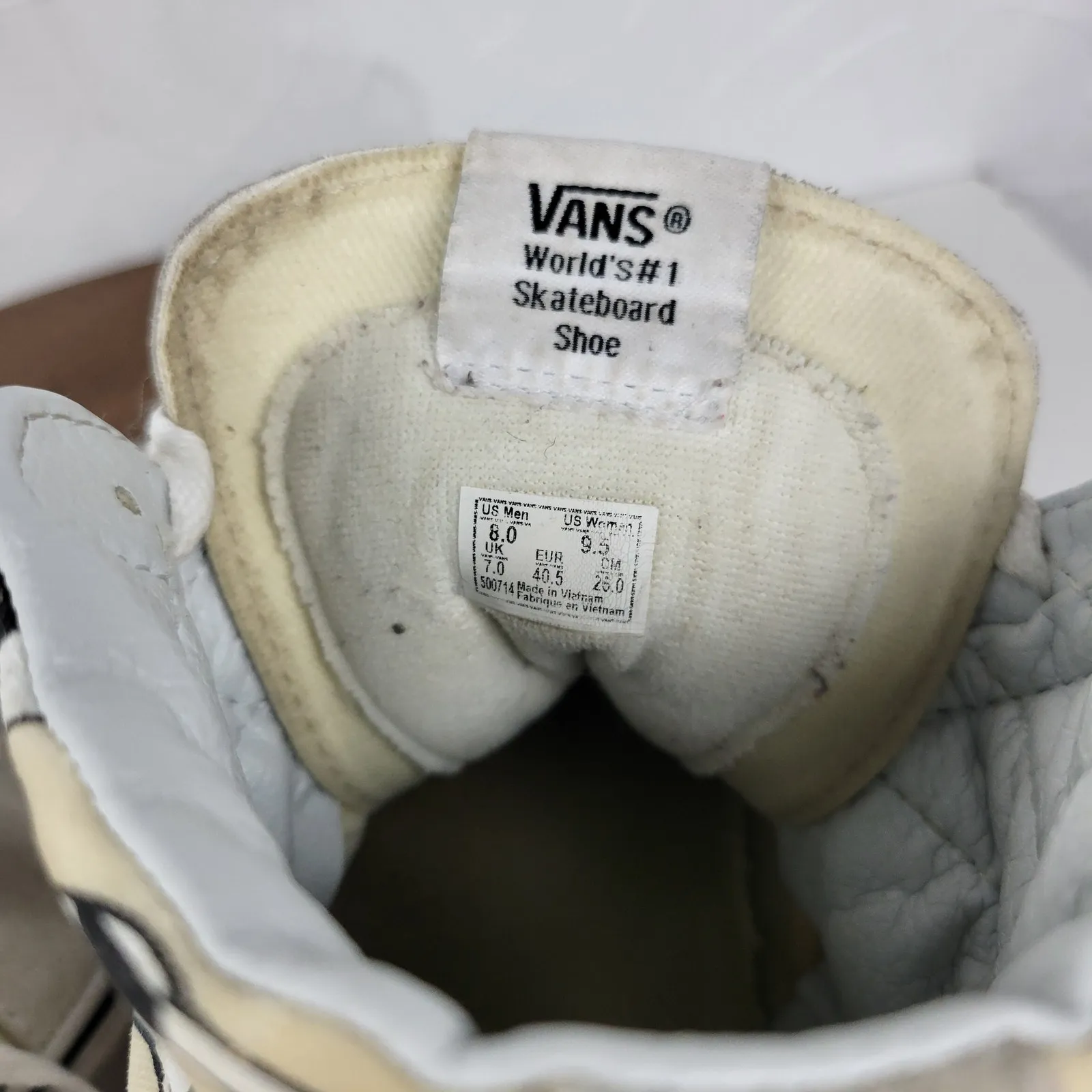 Vans Unisex Sk8 Hi Mens Skate Shoes 8 Cream Suede Checker‎ Flame Classic Sneaker - Image 10