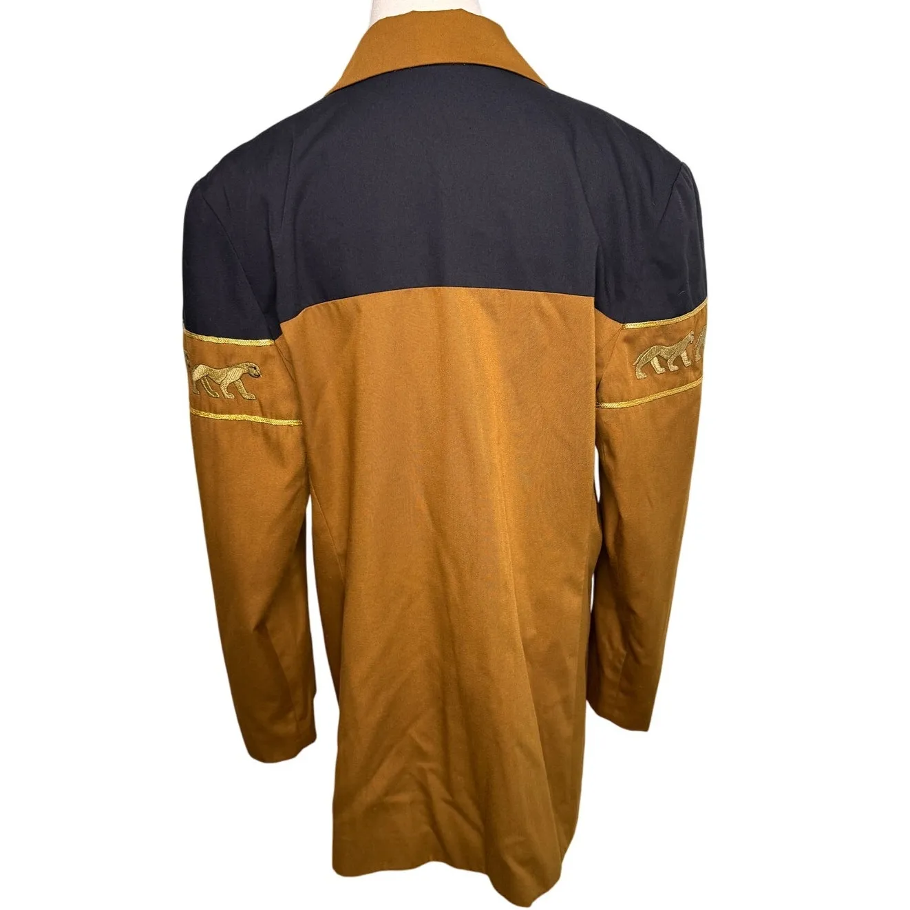 Vintage Stephanie Queller lioness blazer jacket size 14 large tan black gold - Image 4