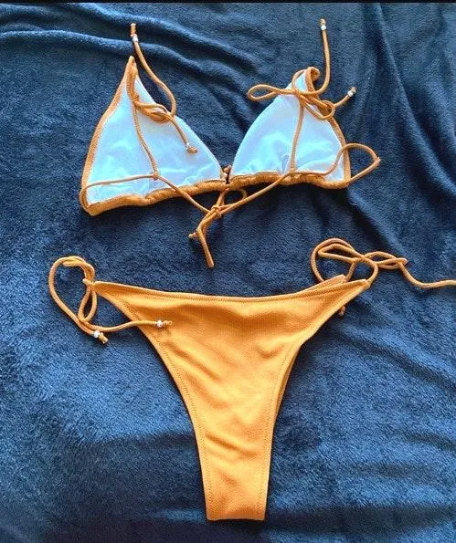 Camel Ribbed Bikini set Tan Size XL - Image 5