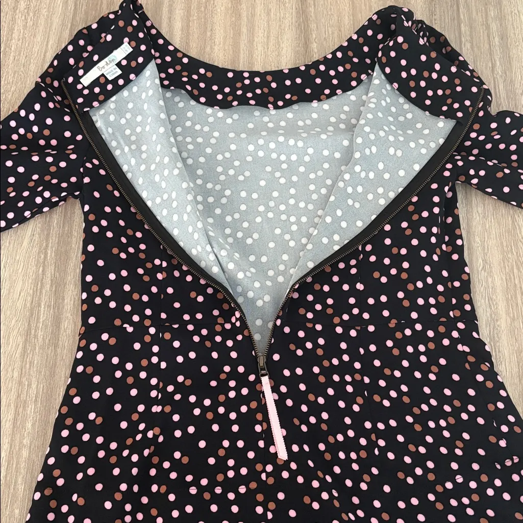 Boden Delia Top Women’s Size 8 Crewneck Black Pink Polka Dots - Image 8