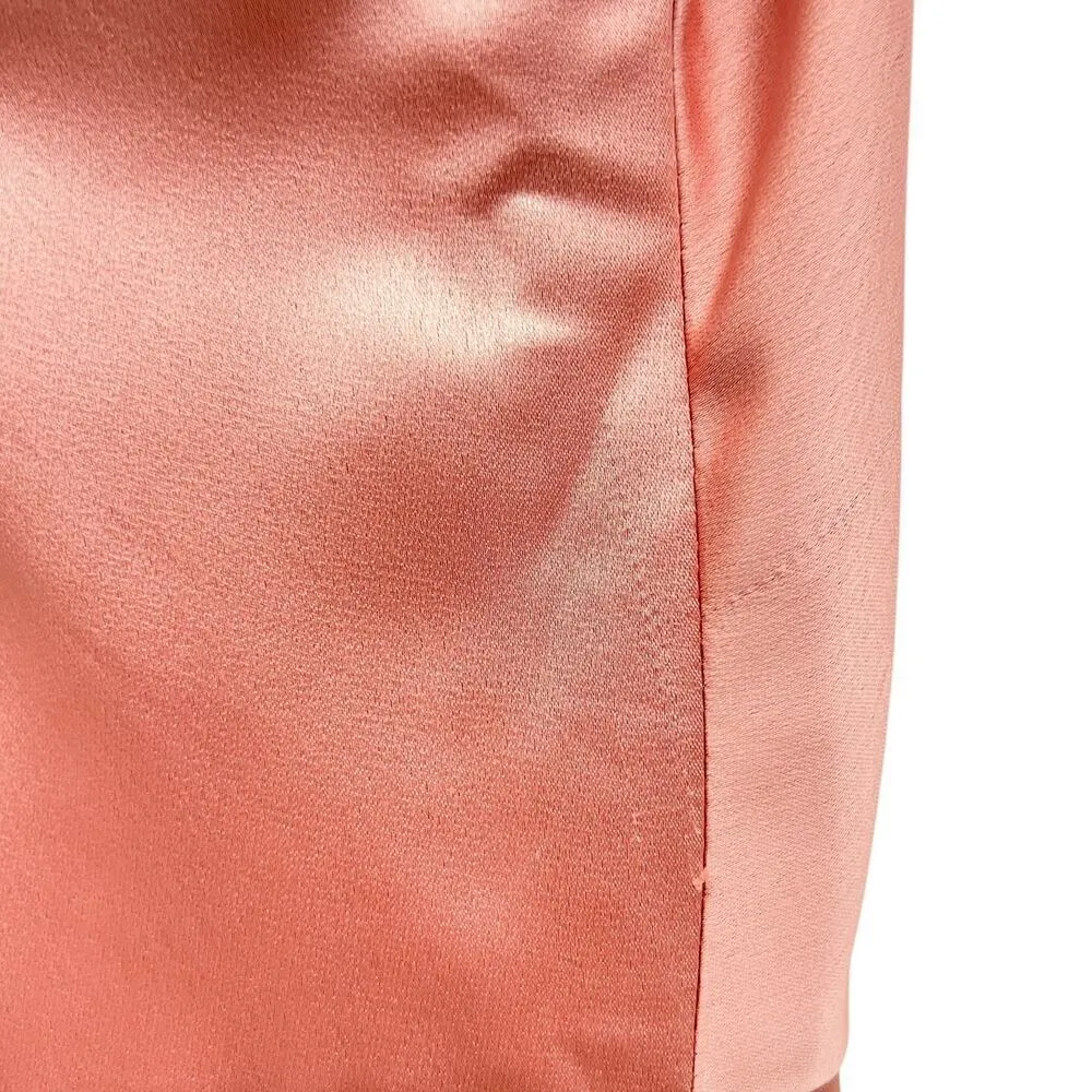 Dessy Collection Cowl Neck Criss Cross Back Satin Maxi Slip Dress 3056 size 6R Pink - Image 10