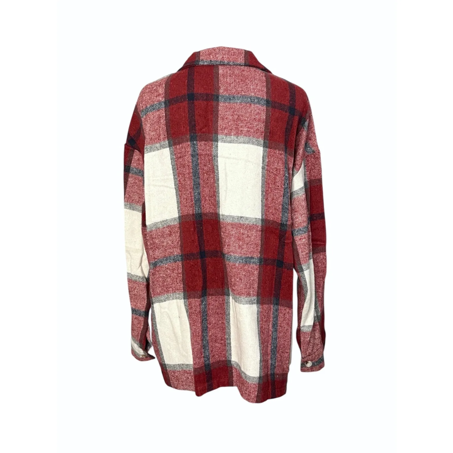 Cottagecore Collared Red Plaid Flannel BU Shirt 16W Shacket Cabincore NWT - Image 5