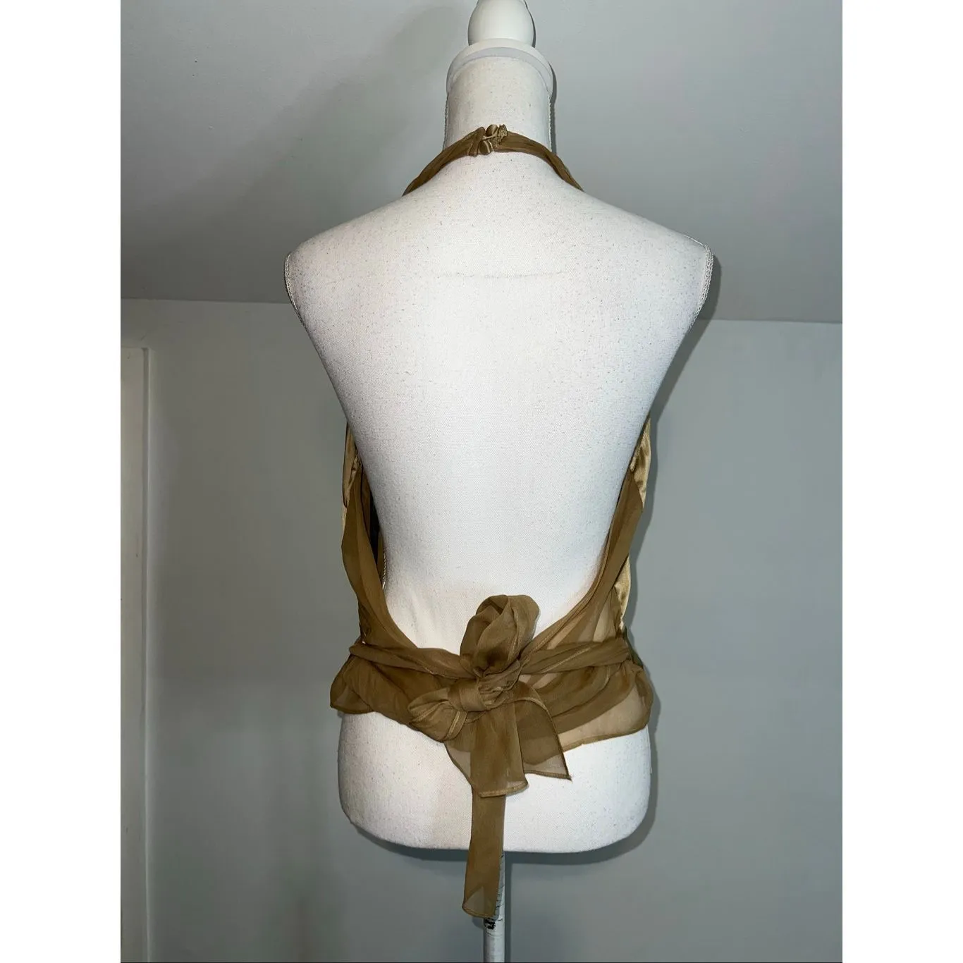 ARDEN B Gold Silk Tank Halter Blouse LARGE - Image 4