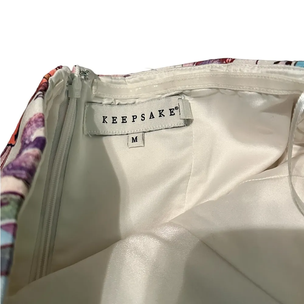 Keepsake Hearts On Fire Mini Dress Strapless Floral Cocktail Party Dress Medium - Image 6