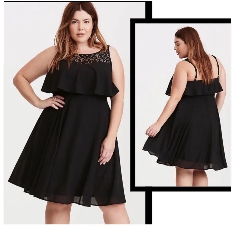 Torrid Georgette Lace Illusion Skater Dress Size 12 Lace Detail - Image 2