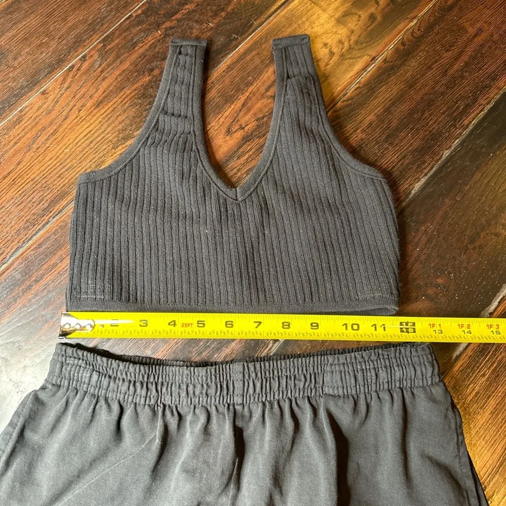 Ribbed top and cotton shorts set Los Angeles Apparel casual lounge basic summer - Image 4