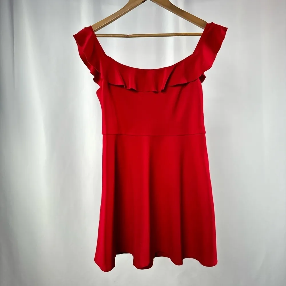 Majorelle Ophelia Off the Shoulder‎ Ruffle Mini Dress in Red Size Large - Image 7