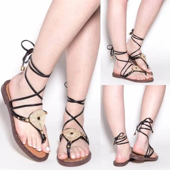 Liliana Celeste Lace Up Embellished Sandal Size 6 $35 - Image 2