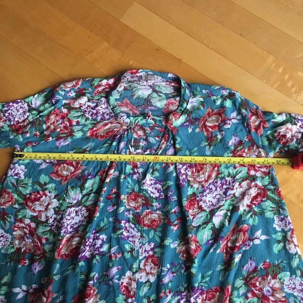 Umgee Floral, Colorful, Loose Fit, Swingy Dress, Tunic, Teal, Pink, Size S - Image 10