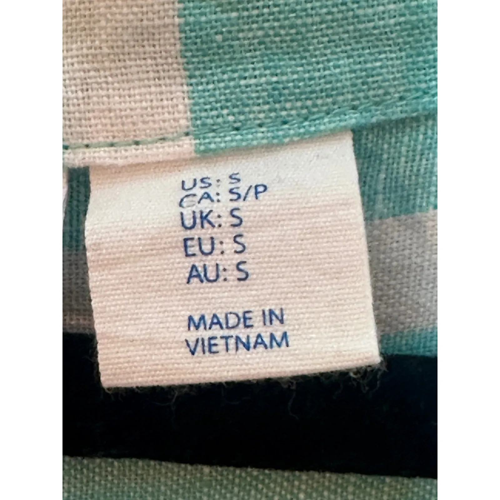 Sigrid Olsen Women Turquoise White Stripe Linen V Neck Sleeveless Dress Size S - Image 4