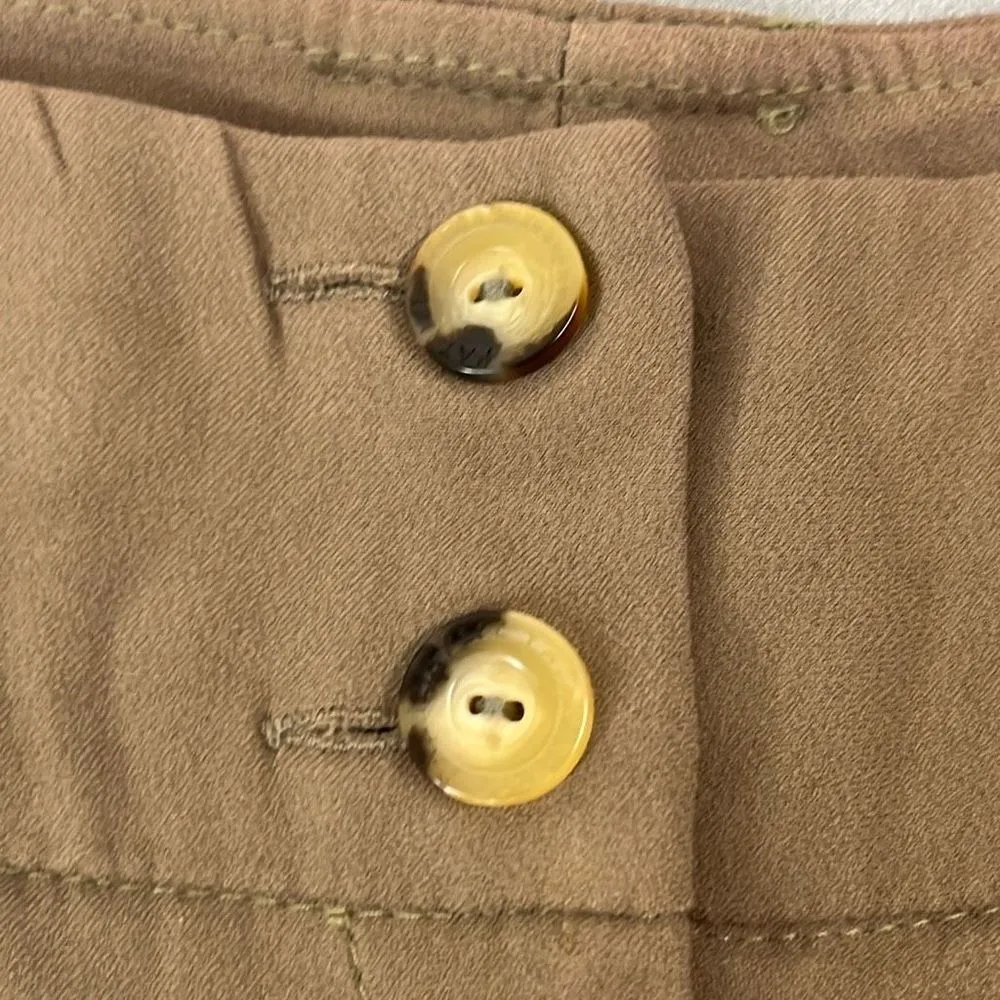 Patrizia Pepe Firenze Small IT 40 Brown High Waist Safari Pleated Shorts Pockets Brown - Image 3