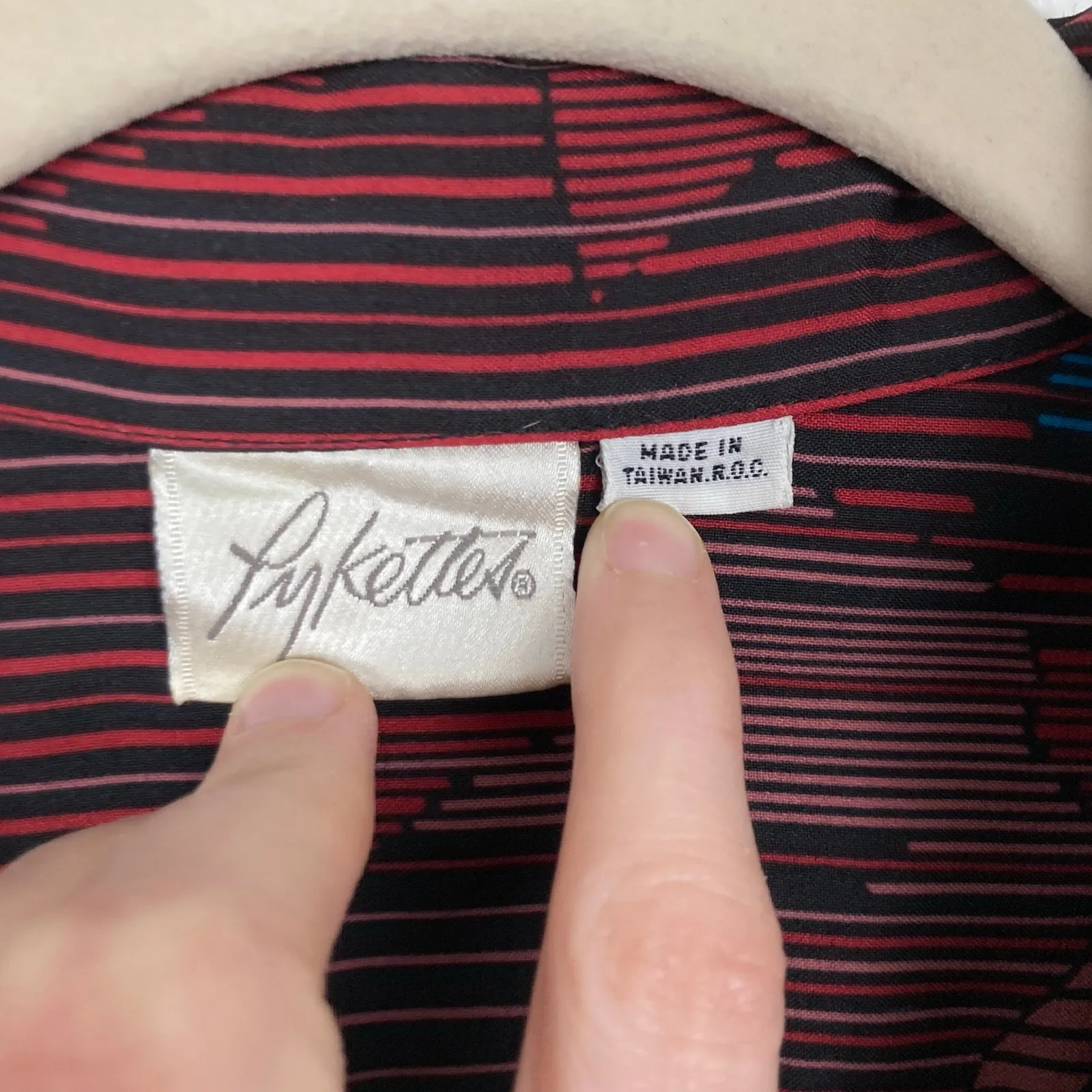 VTG 80s Maroon Abstract Floral Stripe Blouse Womens M Indie Eclectic Secretary Red Size M - Image 6