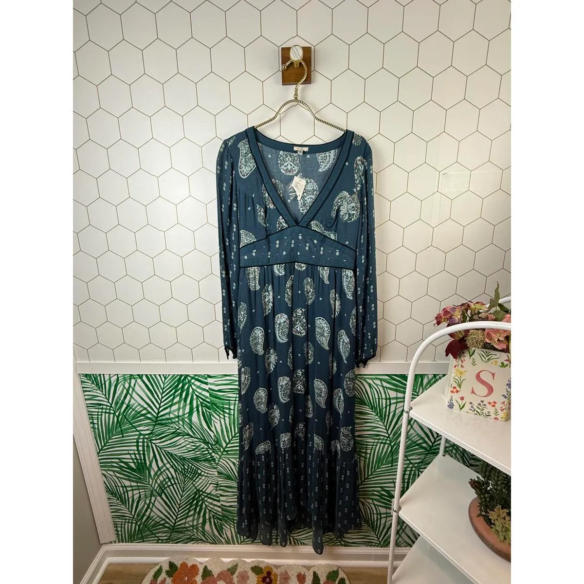 Ecote by Urban Outfitters Blue Paisley Bohemian Maxi Dress - Size - 4 - Image 2