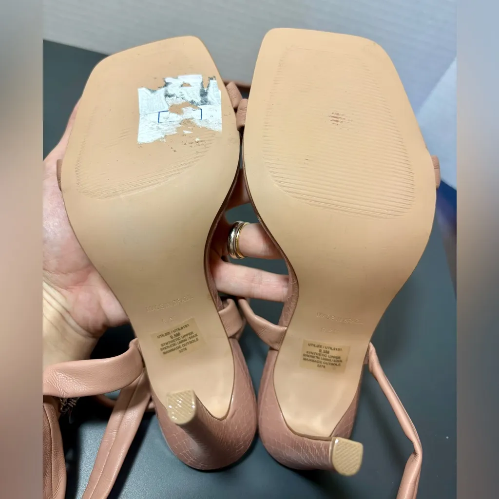 STEVE MADDEN Utilize Nude Crocodile Strappy Heels - Image 6