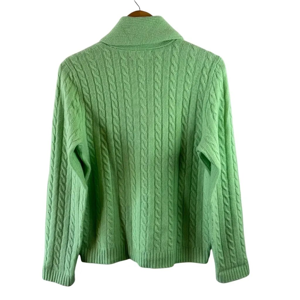 Ralph Lauren Mint Green Plush 100% Cashmere Cable Knit Sweater Women's Size L - Image 4