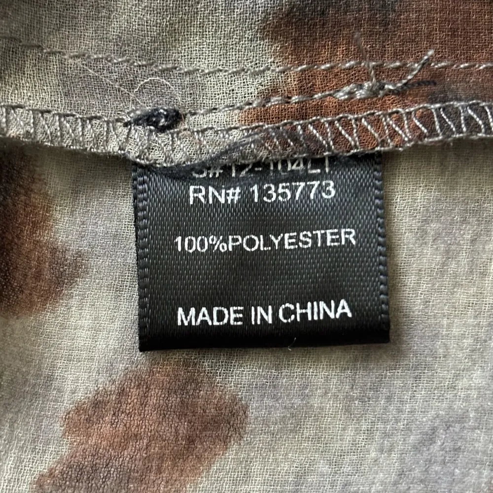 Olive Green/Brown Sheer Crop Top Size L - Image 9