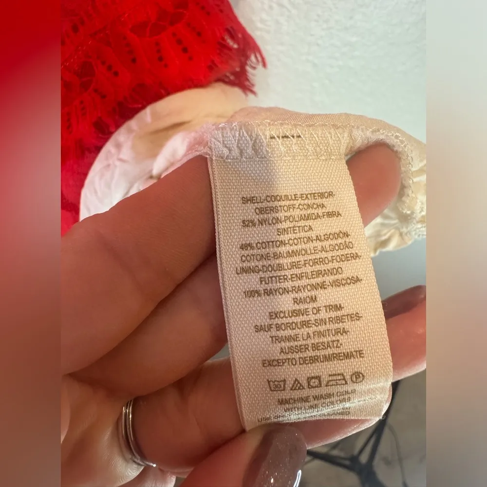 Free People Women’s Floral Mesh‎ Lace Red Dress Size S - Image 12