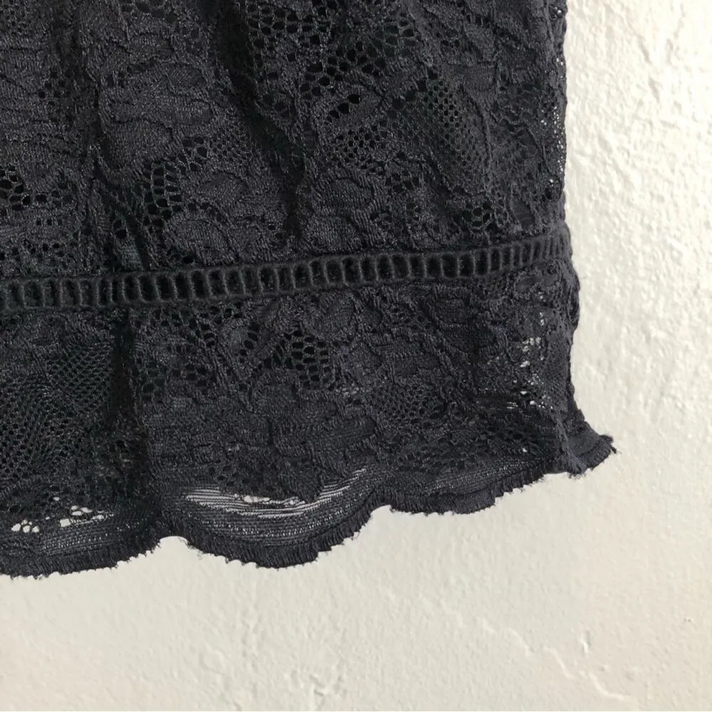 Topshop Black Lace Fitted Sleeveless Tank Racerback High Neck Mini Dress - Image 6