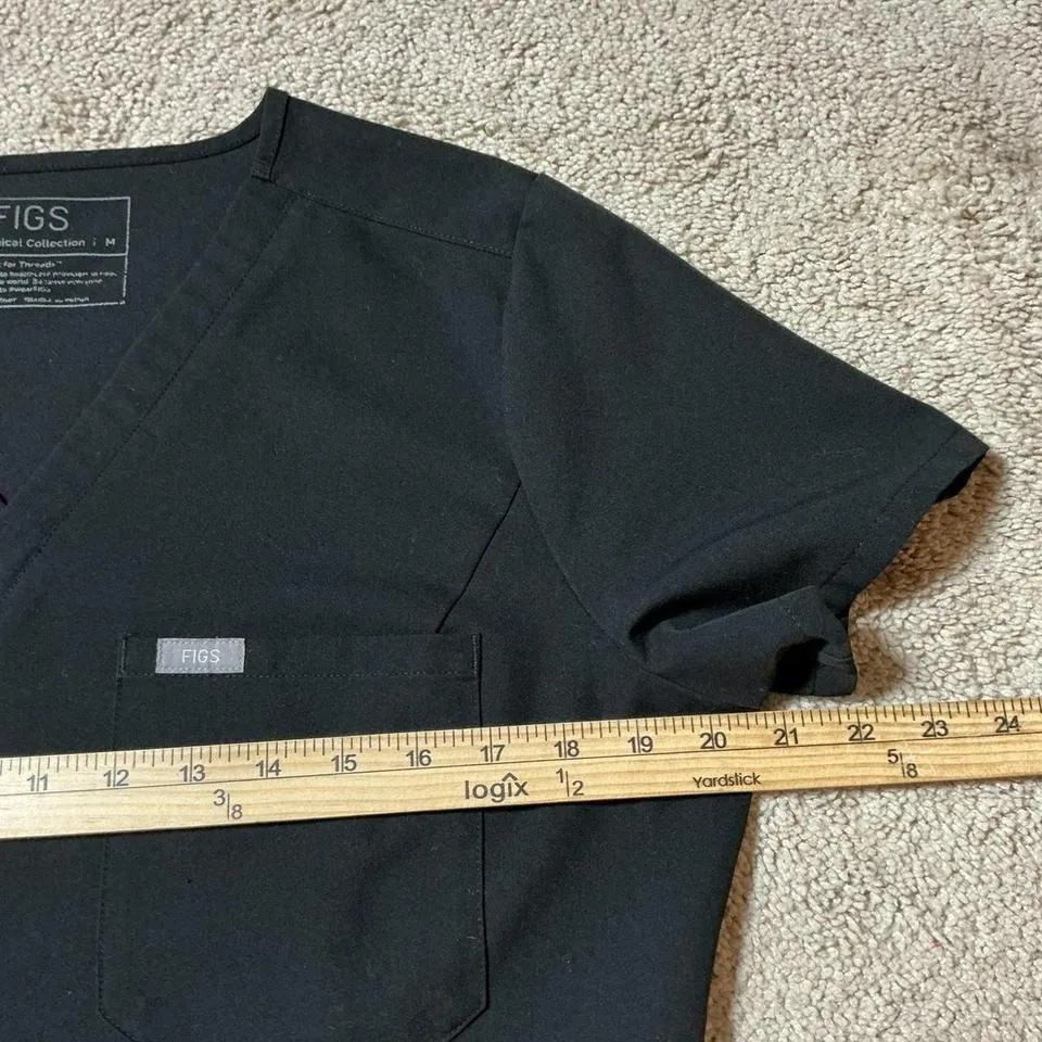 FIGS Black V Neck Scrub Top Medical Collection Women's Size M Style W22SW1014 Size M - Image 4