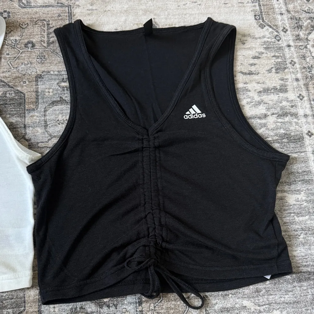 Adidas Women's Black and White Tank Tops - Image 2