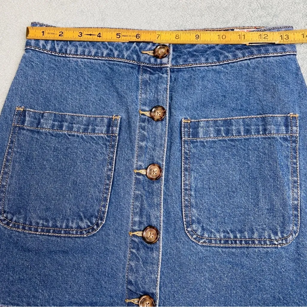 Free People We The Free Mini Skirt Womens 25 Denim Button Front Super High Rise - Image 3