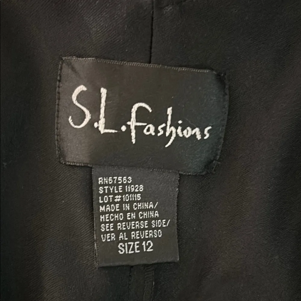 Vintage S.L. Fashions Size 12 Black Floral Embellished Midi Dress - Image 12