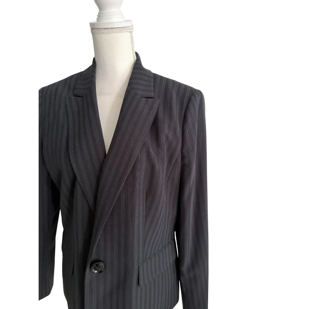 LE SUIT Black Gray Pinstriped Blazer Jacket Size US 14 - Image 8
