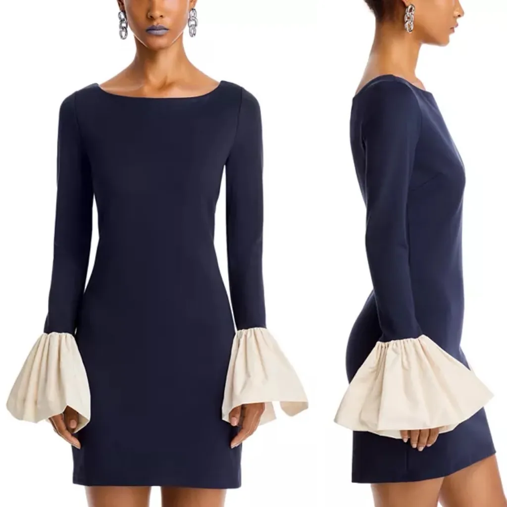 NWOT STAUD Hawthorne Dress in Navy Ivory Size Small - Image 3